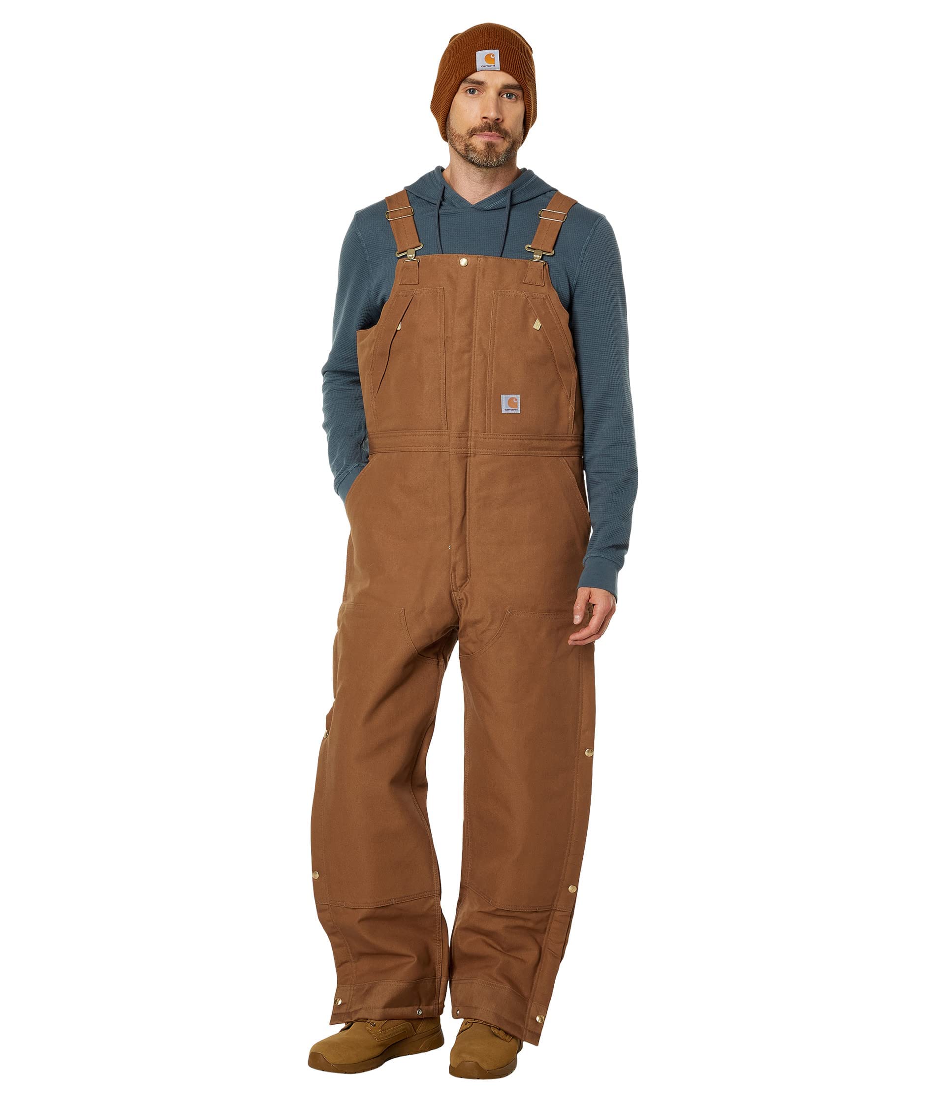 Carhartt Mens Loose Fit Firm Duck Insulated Biberall Bibs Overalls Carhartt Brown XX-Large Tall US