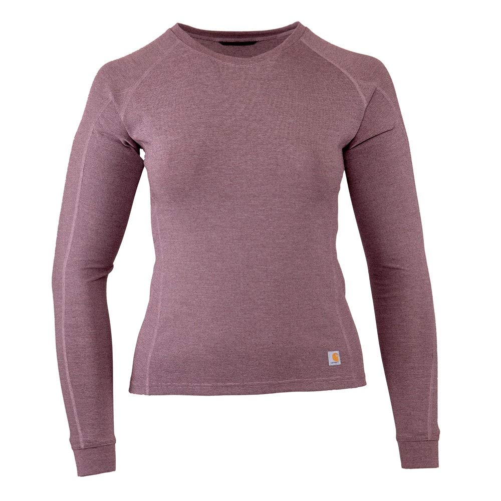 Carhartt Womens Base Force Heavyweight Crew Deep Wine Heather Small
