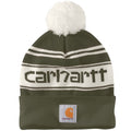 Carhartt Mens Knit Pom Cuffed Logo Beanie Arborvitae OFA